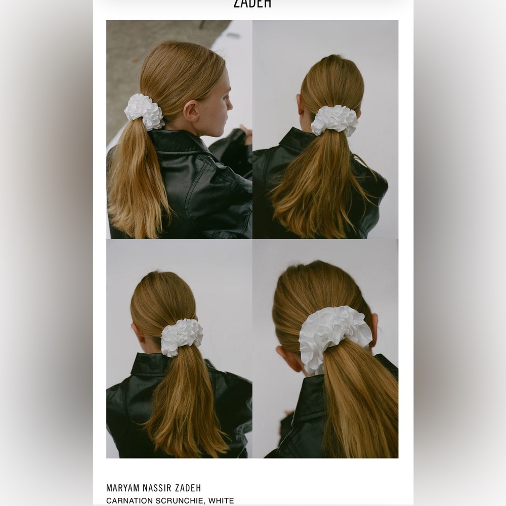 Maryam Nassir Zadeh White Carnation Silk Scrunchie SOLD OUT Hair Accessory MNZ